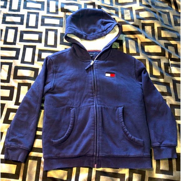 Blue Tommy Hilfiger Zip Up Hoodie with Fleece - Picture 1 of 7